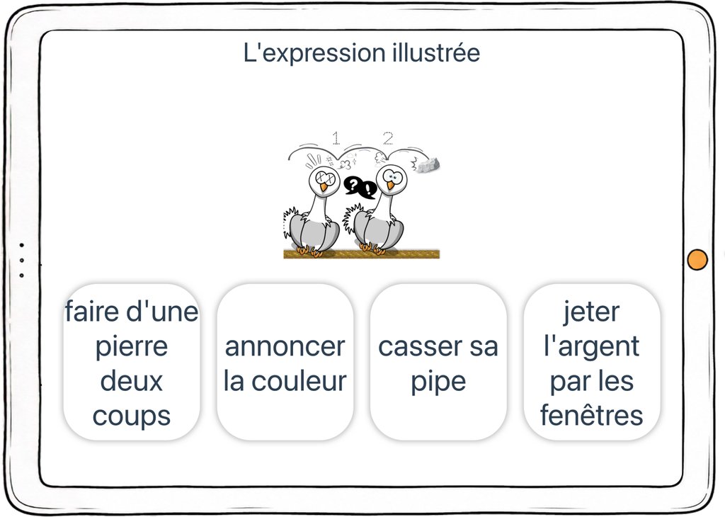 Capture d’écran de l’exercice « L’expression illustrée » : comprendre le sens figuré d’une expression.