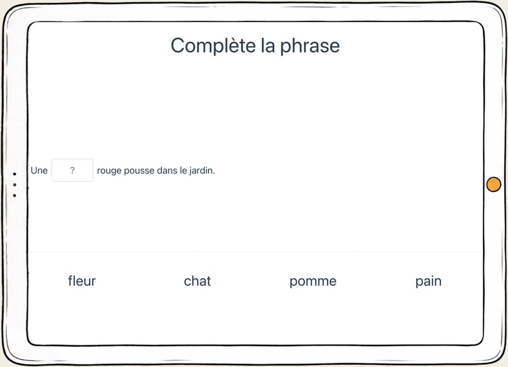 Capture d’écran d’un exercice du domaine Langage écrit.